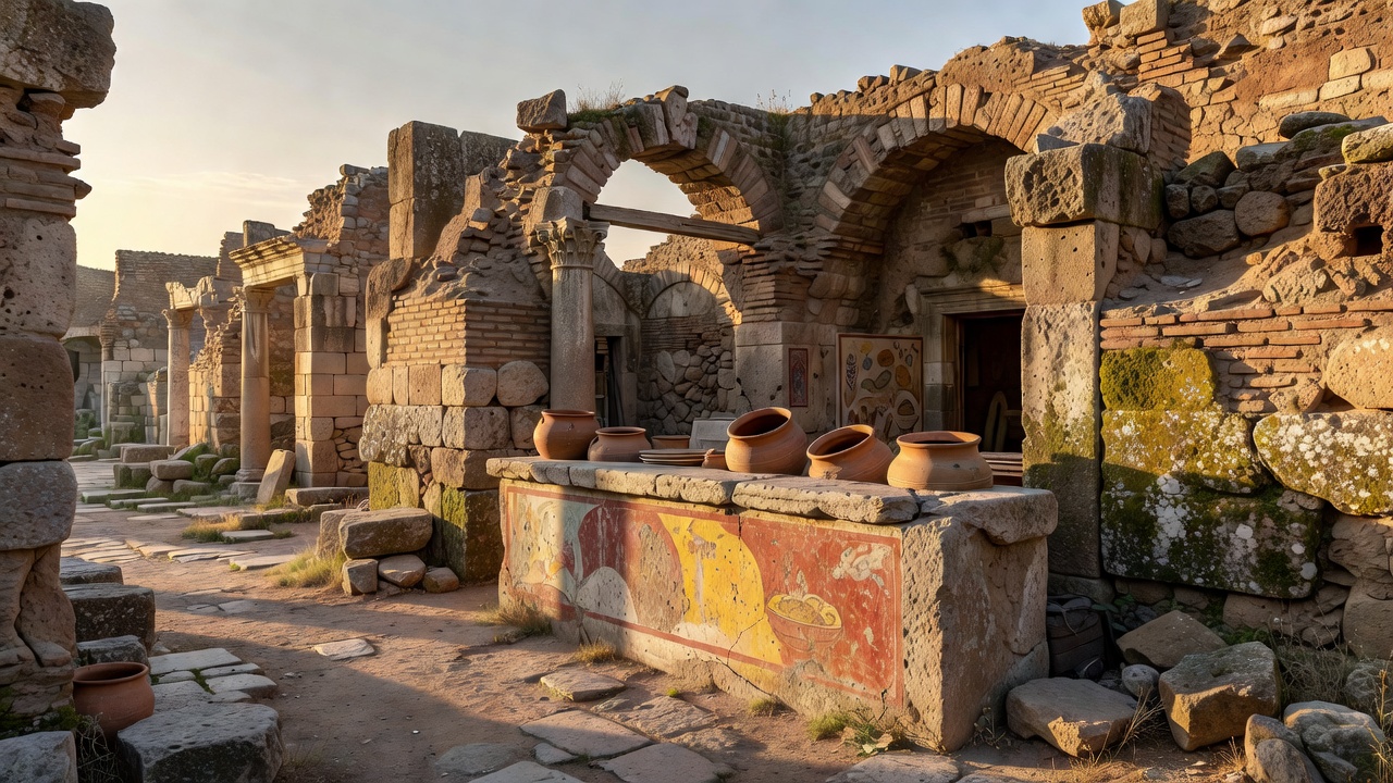 Archaeological ruins of a Roman thermopolium