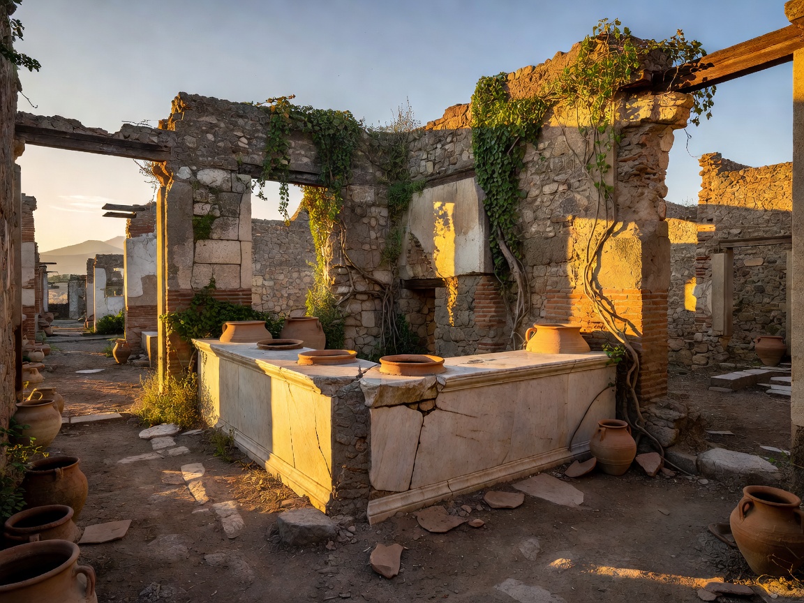 Ruins of a Roman Thermopolium in Pompeii